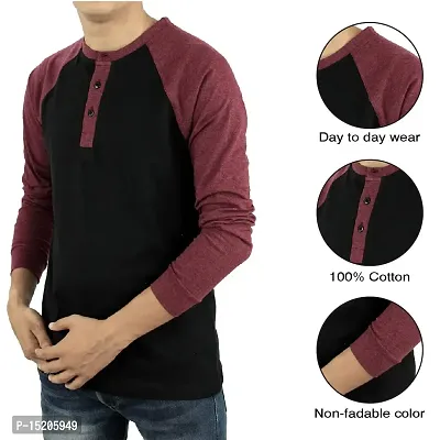 Ayvina Regular fit Solid Men's Henley Neck Full Sleeve Cotton Blend T Shirts Pack of 2-thumb5