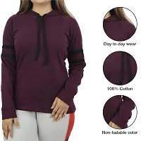 Ayvina Women's Cotton Full Sleeve Solid Hooded T-Shirt Regular Fit Winter Hoodie Tshirts Pack of 2 Black,Wine-thumb4