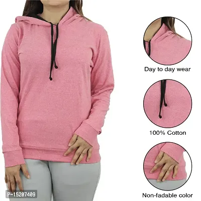 Ayvina Women's Full Sleeve Hooded Neck T Shirt Sky-Pink-thumb5