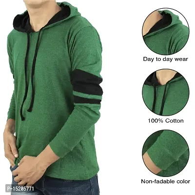 Ayvina Cotton Blended Regular Fit Full Sleeves Hooded Neck T-Shirts for Men's-thumb5