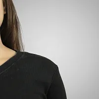 Ayvina Women's Cotton Rib Lycra Regular Pullover Sweater | V-Neck Full Sleeve Sweatshirt for Women-thumb4