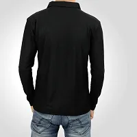 Ayvina Polo Neck Full Sleeve Cotton Solid Regular Fit T Shirt for Men|Men's Collar Neck Full Sleeve Cotton Blend T-Shirt Size S Color Black-thumb1