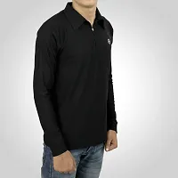 Ayvina Polo Neck Full Sleeve Cotton Solid Regular Fit T Shirt for Men|Men's Collar Neck Full Sleeve Cotton Blend T-Shirt Size S Color Black-thumb4