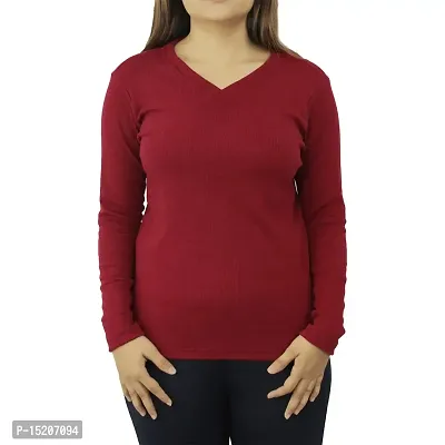 Ayvina Women's Cotton Rib Lycra Regular Pullover Sweater | V-Neck Full Sleeve Sweatshirt for Women