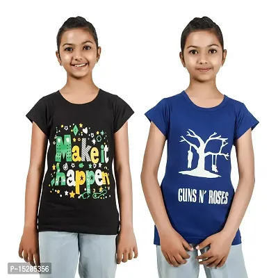 Ayvina Girls Regular Fit Half Sleeves Tshirt Combo Pack of 2