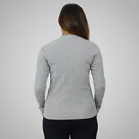 Ayvina Women's Cotton Rib Lycra Regular Pullover Sweater | V-Neck Full Sleeve Sweatshirt for Women Size L Color Gray-thumb1