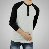 Ayvina Regular fit Solid Men's Henley Neck Full Sleeve Cotton Blend T Shirts Pack of 2-thumb3