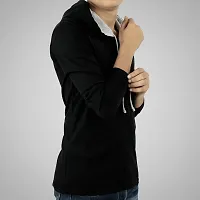 Ayvina Men's Cotton Full Sleeves Hooded T-Shirt Sweatshirt Black-thumb3