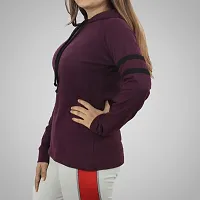 Ayvina Women's Cotton Full Sleeve Solid Hooded T-Shirt Regular Fit Winter Hoodie Tshirts Pack of 2 Black,Wine-thumb2