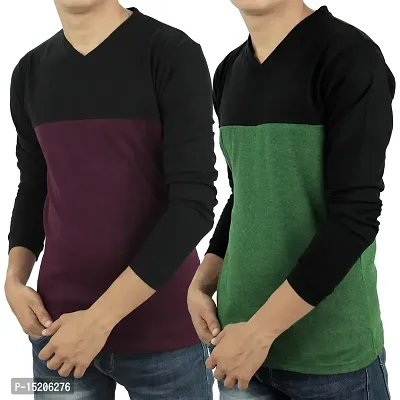 Ayvina Men's Regular fit Cotton Full Sleeve T Shirt Pack of 2