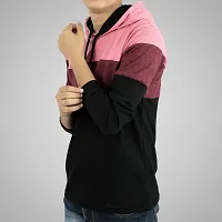 Ayvina Men's Regular Fit Solid Full Sleeve Soft  Strong Hooded T-Shirt Wine-thumb2