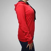 Ayvina Women's Full Sleeve Hooded Neck T Shirt Cream-Red-thumb2