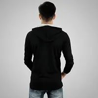 Ayvina Men's Cotton Full Sleeves Hooded T-Shirt Sweatshirt Black-thumb1