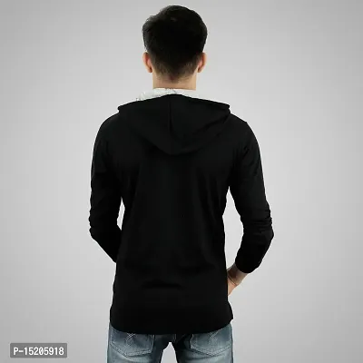 Ayvina Men's Cotton Full Sleeves Hooded T-Shirt Sweatshirt Black-thumb2