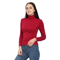 Ayvina Women's Cotton High Neck Slim Fit Top|Stylish Long Sleeve Turtle Neck Cotton Tshirt for Women-thumb3