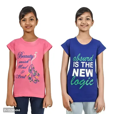 Ayvina Girls Regular Fit Half Sleeves Tshirt Combo Pack of 2