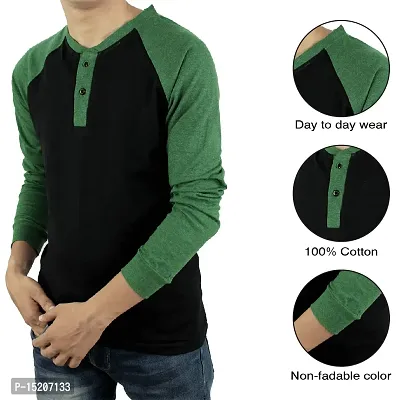 Ayvina Regular fit Solid Men's Henley Neck Full Sleeve Cotton Blend T Shirts Pack of 2 Grey-Olive-thumb5