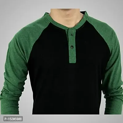 Ayvina Regular fit Solid Men's Henley Neck Full Sleeve Cotton Blend T Shirts Olive-thumb4