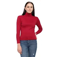 Ayvina Women's Cotton High Neck Slim Fit Top|Stylish Long Sleeve Turtle Neck Cotton Tshirt for Women-thumb1