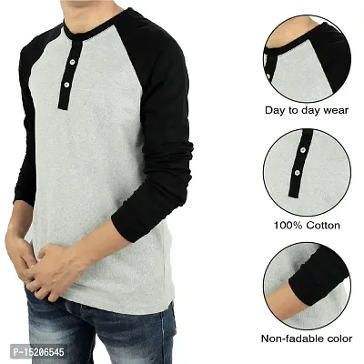 Ayvina Regular fit Solid Men's Henley Neck Full Sleeve Cotton Blend T Shirts Pack of 2-thumb5