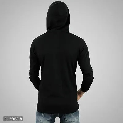 Ayvina Men's Cotton Full Sleeves Hooded T-Shirt Sweatshirt Black-thumb5