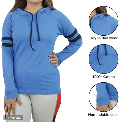 Ayvina Women's Cotton Full Sleeve Solid Hooded T-Shirt Regular Fit Winter Hoodie Tshirts-thumb4