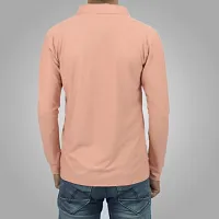 Ayvina Polo Neck Full Sleeve Cotton Solid Regular Fit T Shirt for Men|Men's Collar Neck Full Sleeve Cotton Blend T-Shirt Size L Color Peach-thumb1
