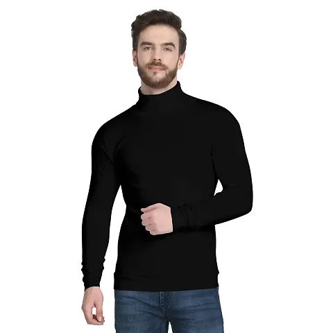 Ayvina Men's Winter Wear Cotton High Neck Full Sleeves T-Shirt|Men's Cotton Turtle Neck Sweater
