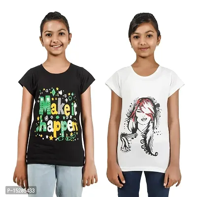 Ayvina Girls Regular Fit Half Sleeves Tshirt Combo Pack of 2