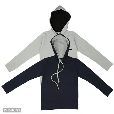 Ayvina Full Sleeve Hooded Neck Sweatshirts/Hoodies for Boys and Girls Pack of 2 Navy Grey