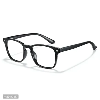 Stylish Black Eyeglass Plastic And Metal Rectangle Frames For Unisex-thumb0