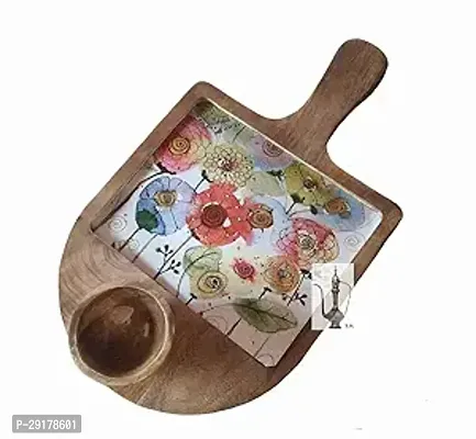 Sara Home Mango Wood Serving Platter with 1 Wood Bowl-thumb0