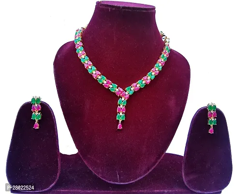 Stylish Green Brass  Jewellery Set For Girls  Women-thumb0