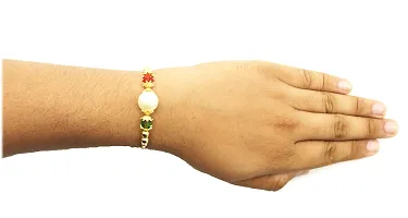 Designer Rakhi Set Pack of 10 Multicolor Designer Rakhi with Roli and Chawal-thumb1