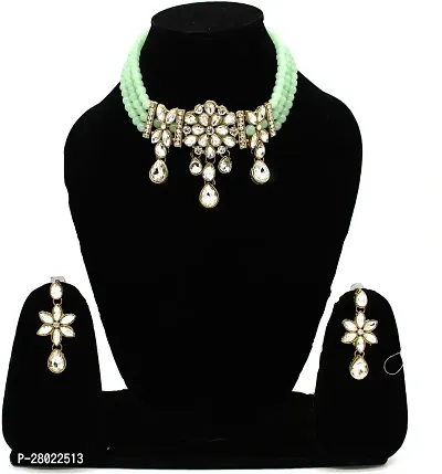 Stylish Green Brass  Jewellery Set For Girls  Women-thumb0