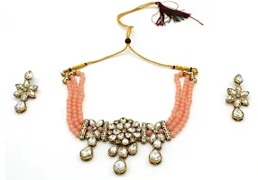 Stylish Peach Brass  Jewellery Set For Girls  Women-thumb1