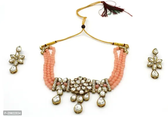 Stylish Peach Brass  Jewellery Set For Girls  Women-thumb2