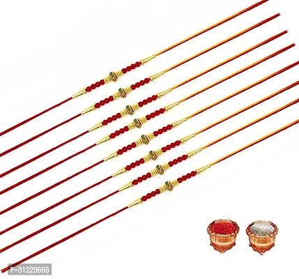 Designer Rakhi Set Pack of 8 Multicolor Designer Rakhi with Roli and Chawal