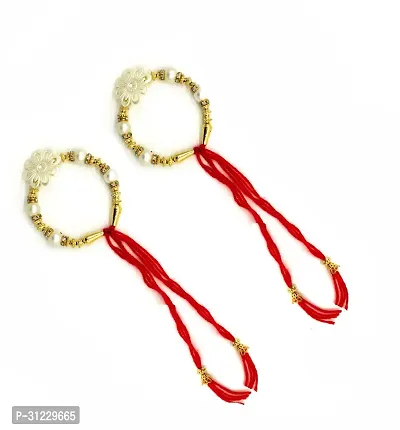 Designer Rakhi Set Pack of 2 Multicolor Designer Bhabhi Rakhi with Roli and Chawal