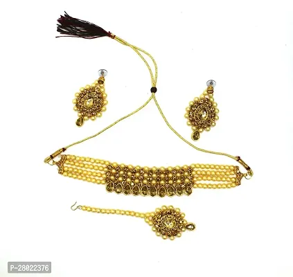 Stylish Gold Brass  Jewellery Set For Girls  Women