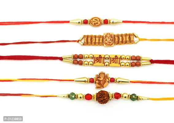 Designer Rakhi Set Pack of 5 Multicolor Designer Rakhi with Roli and Chawal