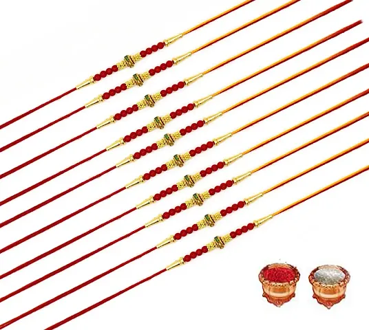 Designer Rakhi Set Pack of 12 Designer Rakhi with Roli and Chawal