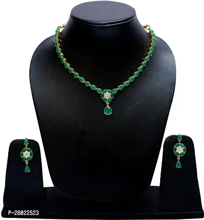 Stylish Green Brass  Jewellery Set For Girls  Women