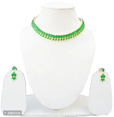 Stylish Green Brass  Jewellery Set For Girls  Women