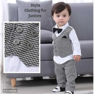 Baby Boys Festive  Party, Wedding, Formal Blazer and Pant Set (White Pack of 1) Baby Boys  Baby Girls Party(Festive) Shirt Pant, Bow Tie, Waistcoat (Multicolor)   Dungaree For Baby Boys  Baby-thumb0