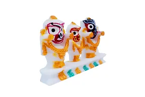 Divine White Marble Jagannath Singhasan Idol - Chaturdha Murti with Marble - 3.8 x 2.3 Inches | Best for Puja, Car Dashboard, Home Deacute;cor-thumb2