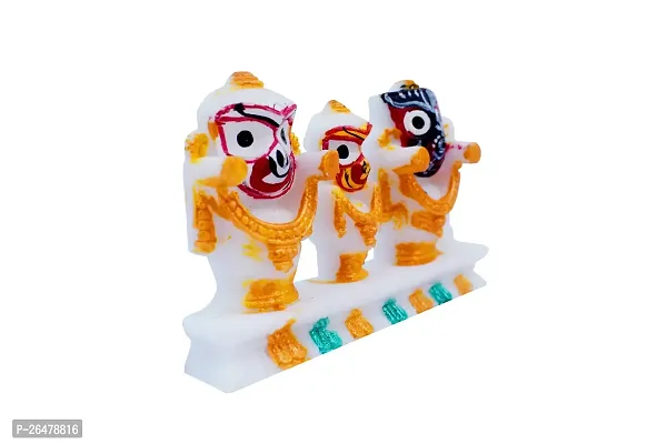 Divine White Marble Jagannath Singhasan Idol - Chaturdha Murti with Marble - 3.8 x 2.3 Inches | Best for Puja, Car Dashboard, Home Deacute;cor-thumb3