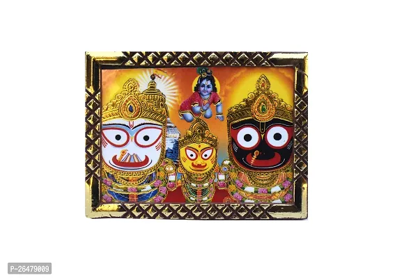 Jagannath,Balaram,Subhadra Framed picture - Photo Frame - 3.8 x 2.6 Inches | Best for Table Decor, Puja, Car Dashboard, Home Deacute;cor