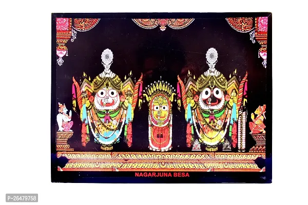 Lord Jagannath,Balaram,Subhadra Nagarjun Besha Photo with Frame - 8 x 12 Inches | Best for Puja, Wall Hangings, Painting For Wall Decoration, Gift Item, Wall Painting