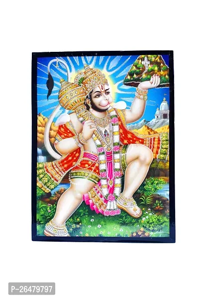 God Hanuman Wall Decoration - Lord Hanuman Photo with Frame - 8 x 12 Inches | Best for Puja, Wall Hangings, Painting For Wall Decoration, Gift Item, Wall Painting